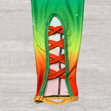 Rainbow Side Crisscross Cutout Capri Soft Leggings W/ Pockets