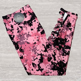 Rose Camo Side Criss Cross Cutout Capri Soft Leggings