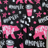 Mama Bear & Coffee - Mom Life Pink Print Black Leggings - Playful and Comfortable Legwear for Modern Moms