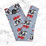 Cute French Bulldog in a Headband & Glasses Print Gray Soft Leggings