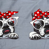 Cute French Bulldog in a Headband & Glasses Print Gray Soft Leggings