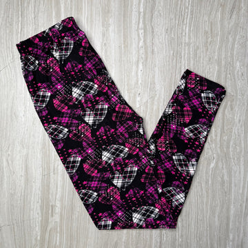 Plaid Heart Print Leggings