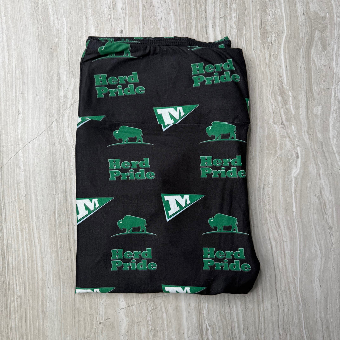 Herd Pride Football Team Themed Print Black Leggings