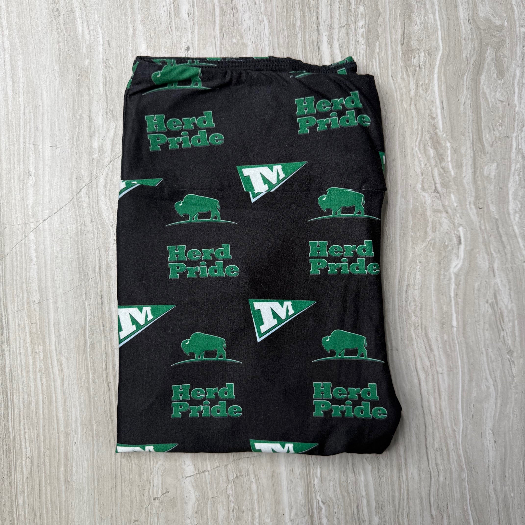 Herd Pride Football Team Themed Print Black Leggings