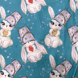 Sweet Bunny Rabbit w/ Easter Egg Bucket Print Blue Leggings Adult & Kids Sizes