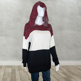 Leopard Solid Color Block Contrast Long Sleeve Hoodie