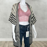 Black & White Knitted Zig-Zag Blanket Cardigan