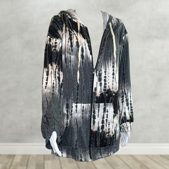 Shibori Tie Dye Zipper Hoodie