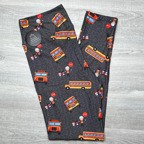 Crossing Guard School Bus Print Soft Leggings