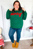 Be Merry Hunter Green Pop Up Sweater