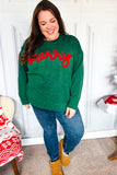 Be Merry Hunter Green Pop Up Sweater
