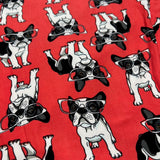 Dogs In Glasses Print Soft Stretchy Red Leggings
