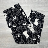All Paws Up - Cute Black & White Print Capri Leggings