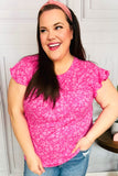 Look Of Love Fuchsia Floral Yoke Ruffle Short Sleeve Top