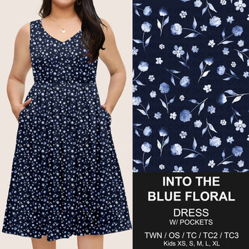 B275 - Preorder Into the Blue Floral Sleeveless Pocket Dress (Closes 2/25. ETA: early May)