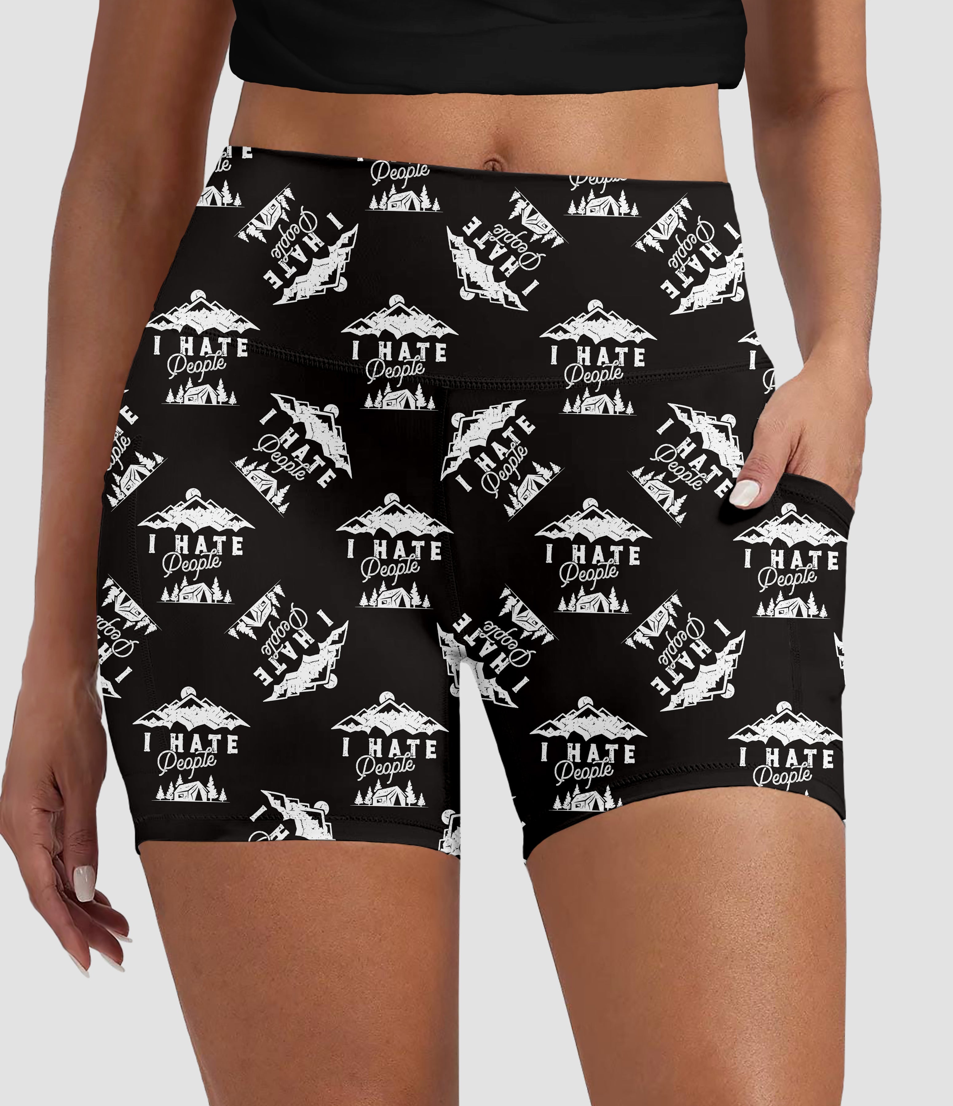 RTS - I Hate People Biker Shorts with Pockets