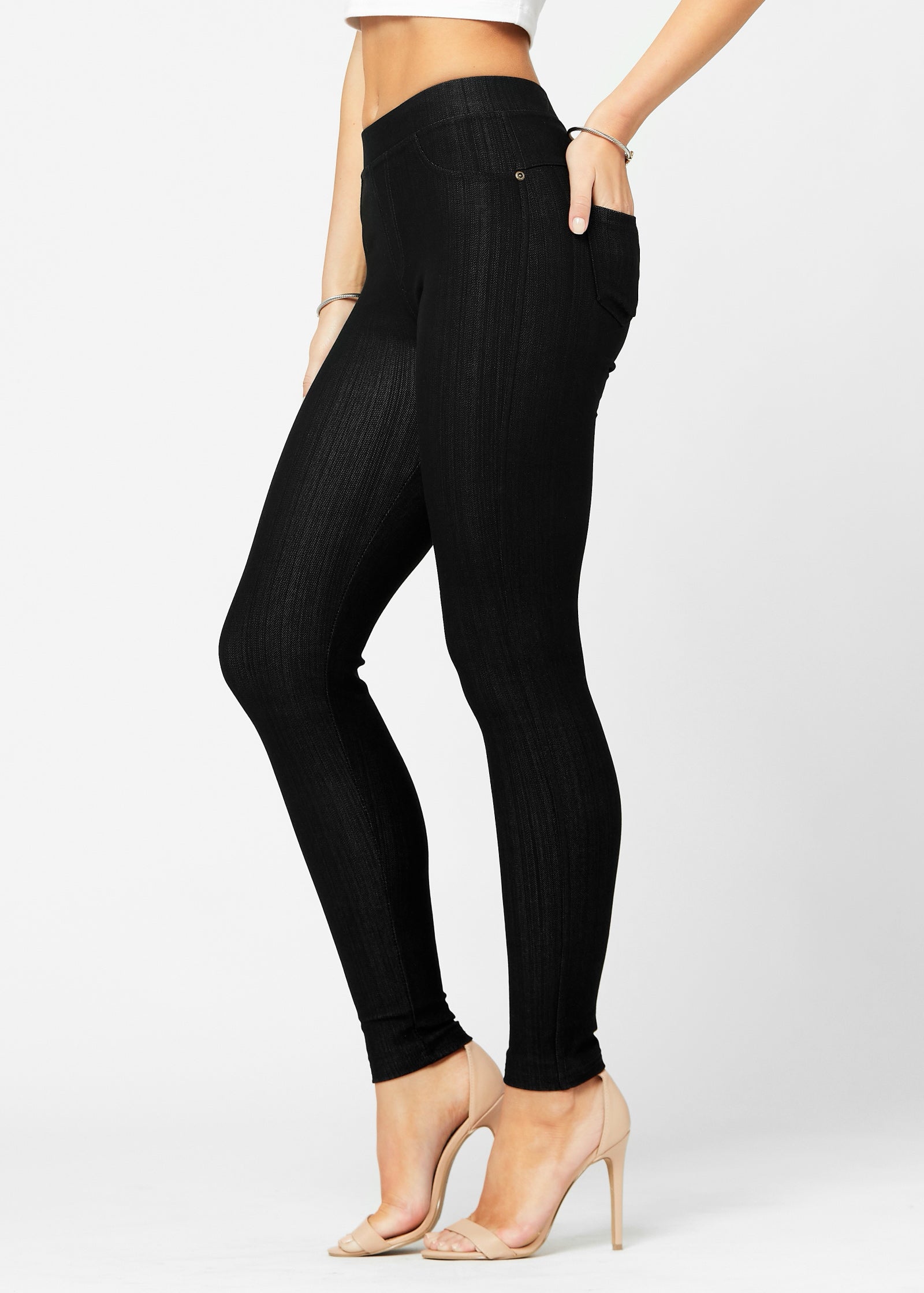 AMAZING Denim Leggings with Pockets - High Waist Jeggings - Tummy Control Shaping - MULTIPLE COLORS