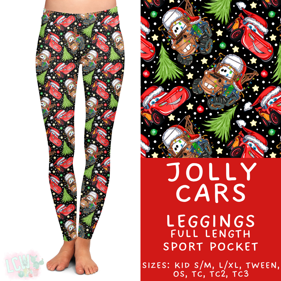 Ready to Ship - Jolly Cars Full Length Leggings - Sport Pocket OS & TC