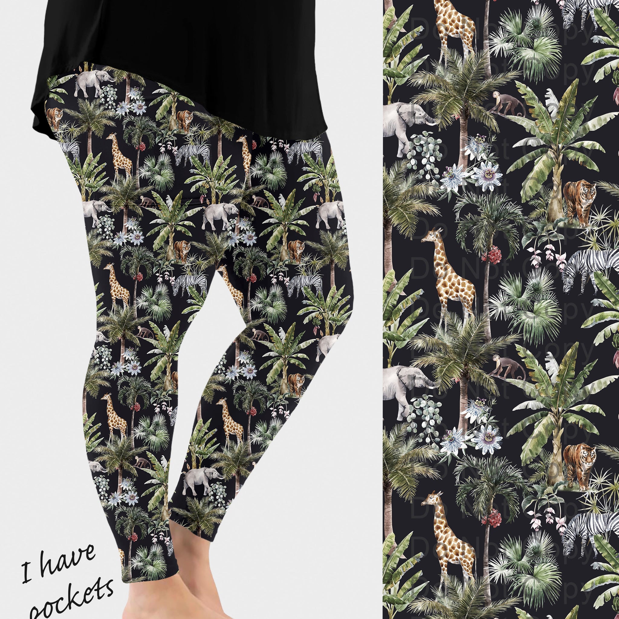 RTS - Jungle Animals Leggings w/ Pockets