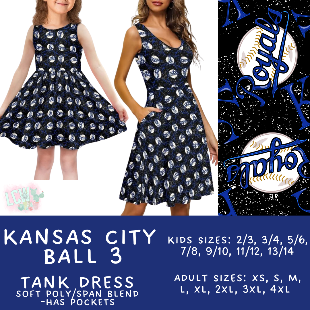 Batch #343 - Home Run Collection - Closes 5/22 - ETA mid July - Kansas City Ball 3 Women's & Girl's Tank Dress