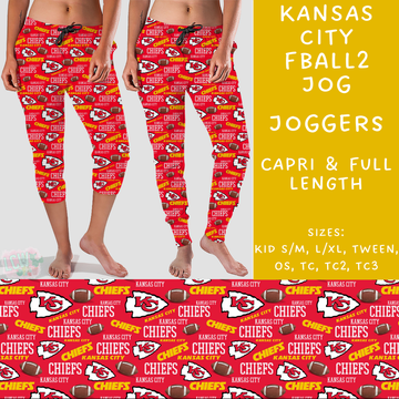 Ready To Ship - Kansas City FBall2 Full and Capri Length Joggers