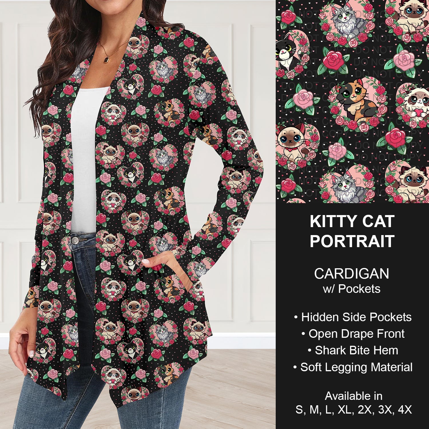 B263 - Preorder Kitty Cat Portrait Cardigan w/ Pockets (Closes 11/30. ETA: late Jan.)