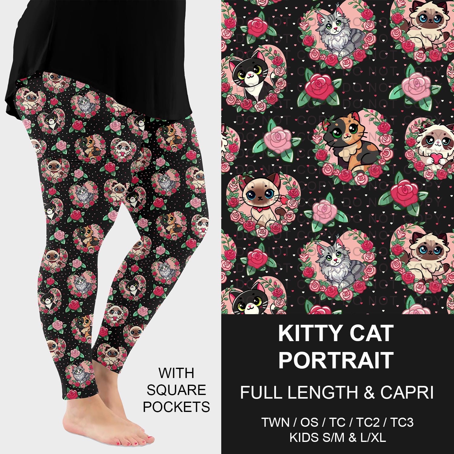 B263 - Preorder Kitty Cat Portrait Leggings w/ Pockets (Closes 11/30. ETA: late Jan.)