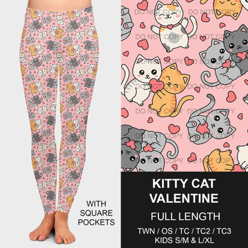 B196 - Preorder Kitty Cat Valentine Leggings w/ Pockets (Closes 11/24. ETA late Jan.)