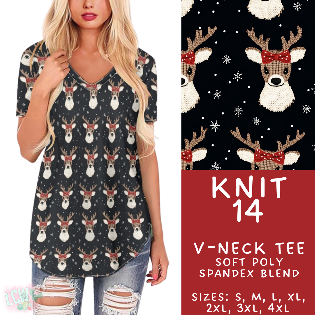 Batch #437 - Christmas Knit 2 - Closes 10/27 - ETA mid Dec - Knit 14 V-Neck Tee