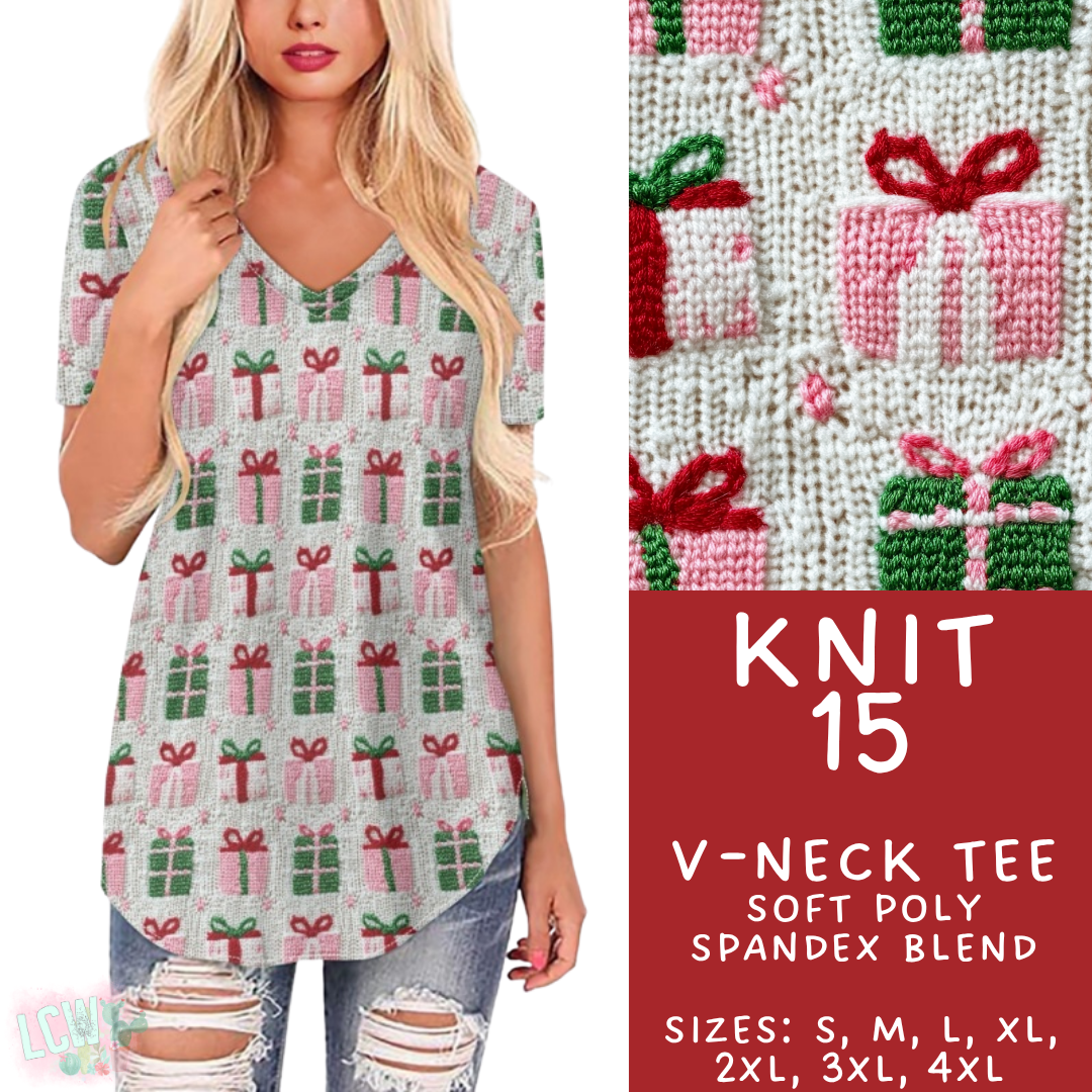 Batch #437 - Christmas Knit 2 - Closes 10/27 - ETA mid Dec - Knit 15 V-Neck Tee