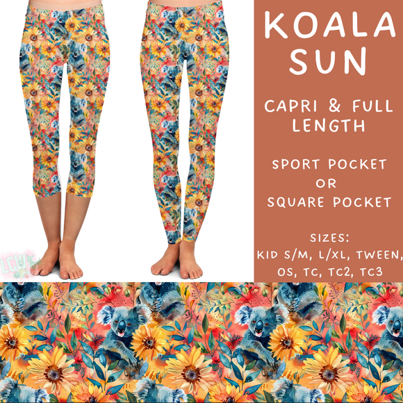 Ready to Ship - Koala Sun Capri Length Leggings - OS Sport Pocket & TC2 Square Pocket
