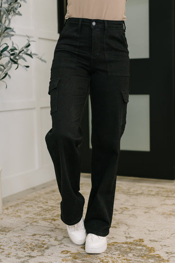 Keira High Waist Cargo Wide in Black