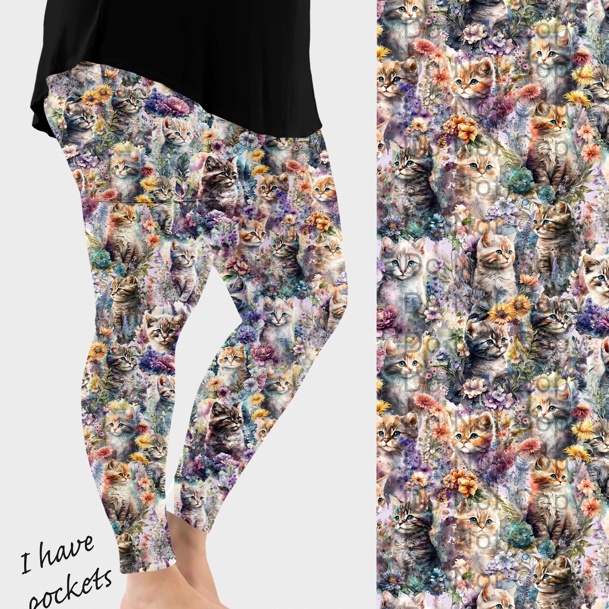 RTS - Kitten Paradise Leggings w/ Pockets