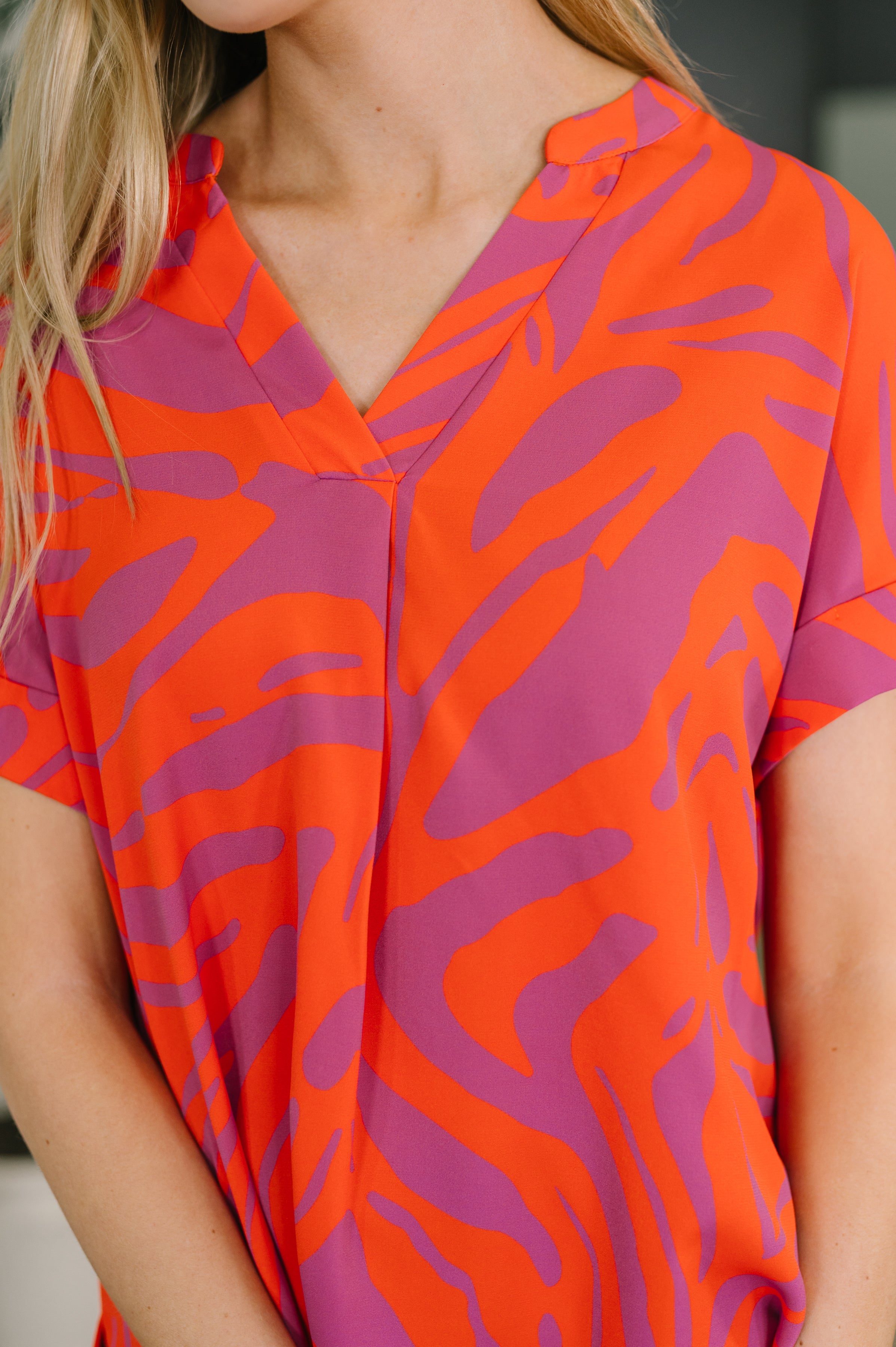 Know Me At All Abstract Split Neck Blouse