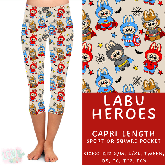 Ready To Ship - Labu Heroes Capri Length Leggings - OS & TC2 Sport Pockets & TC2 Square Pockets