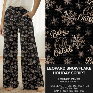 B311 - Preorder Leopard Snowflake Holiday Script Lounge Pants (Closes 9/06. ETA: mid Nov.)