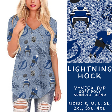 Batch #243 - Hockey - Closes 11/25 - ETA mid Jan - Lightning Hock V-Neck Tee