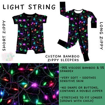 Ready to Ship - Light String Long Zippy Sleeper - 2T & 3T