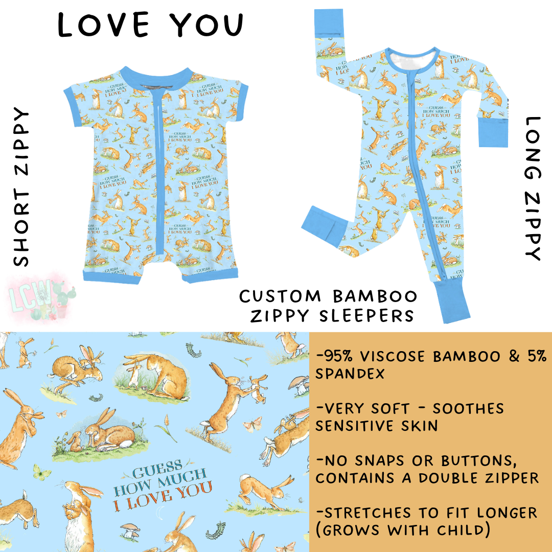 Batch #352 - Little Dreamers 5 - Closes 6/6 - ETA mid July - Love You Short and Long Zippy Sleeper