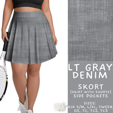 Batch #481 - Colorful Denim - Closes 1/26 - ETA late March - Lt Gray Denim Skort