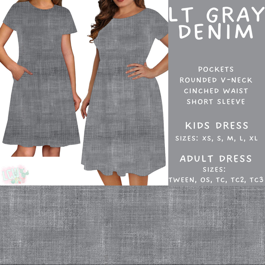 Batch #481 - Colorful Denim - Closes 1/26 - ETA late March - Lt Gray Denim Adult & Kids Dresses