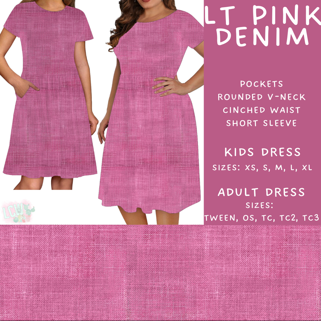 Batch #481 - Colorful Denim - Closes 1/26 - ETA late March - Lt Pink Denim Adult & Kids Dresses