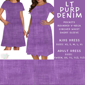 Batch #481 - Colorful Denim - Closes 1/26 - ETA late March - Lt Purp Denim Adult & Kids Dresses