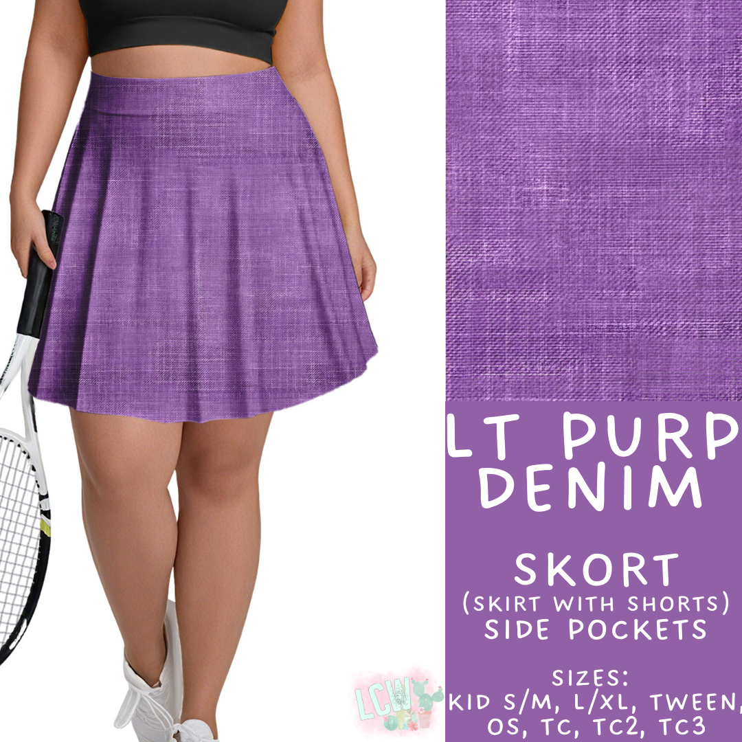 Batch #481 - Colorful Denim - Closes 1/26 - ETA late March - Lt Purp Denim Skort