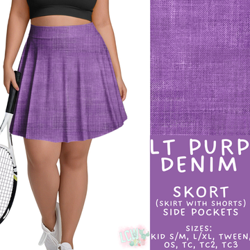 Batch #481 - Colorful Denim - Closes 1/26 - ETA late March - Lt Purp Denim Skort