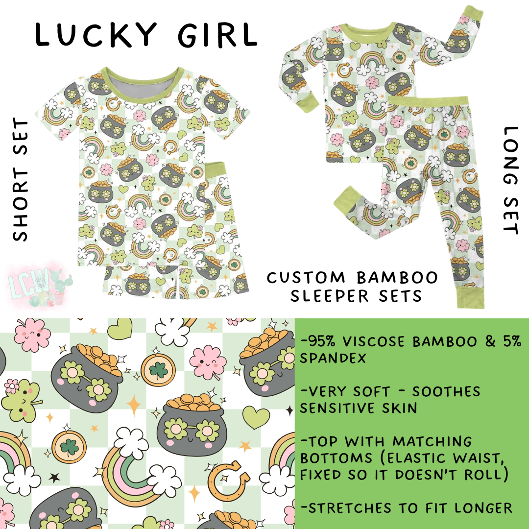 Batch #455 - Little Dreamers Lucky in Love - Closes 11/27 - ETA mid January - Lucky Girl Bamboo Short and Long Sleeper Set