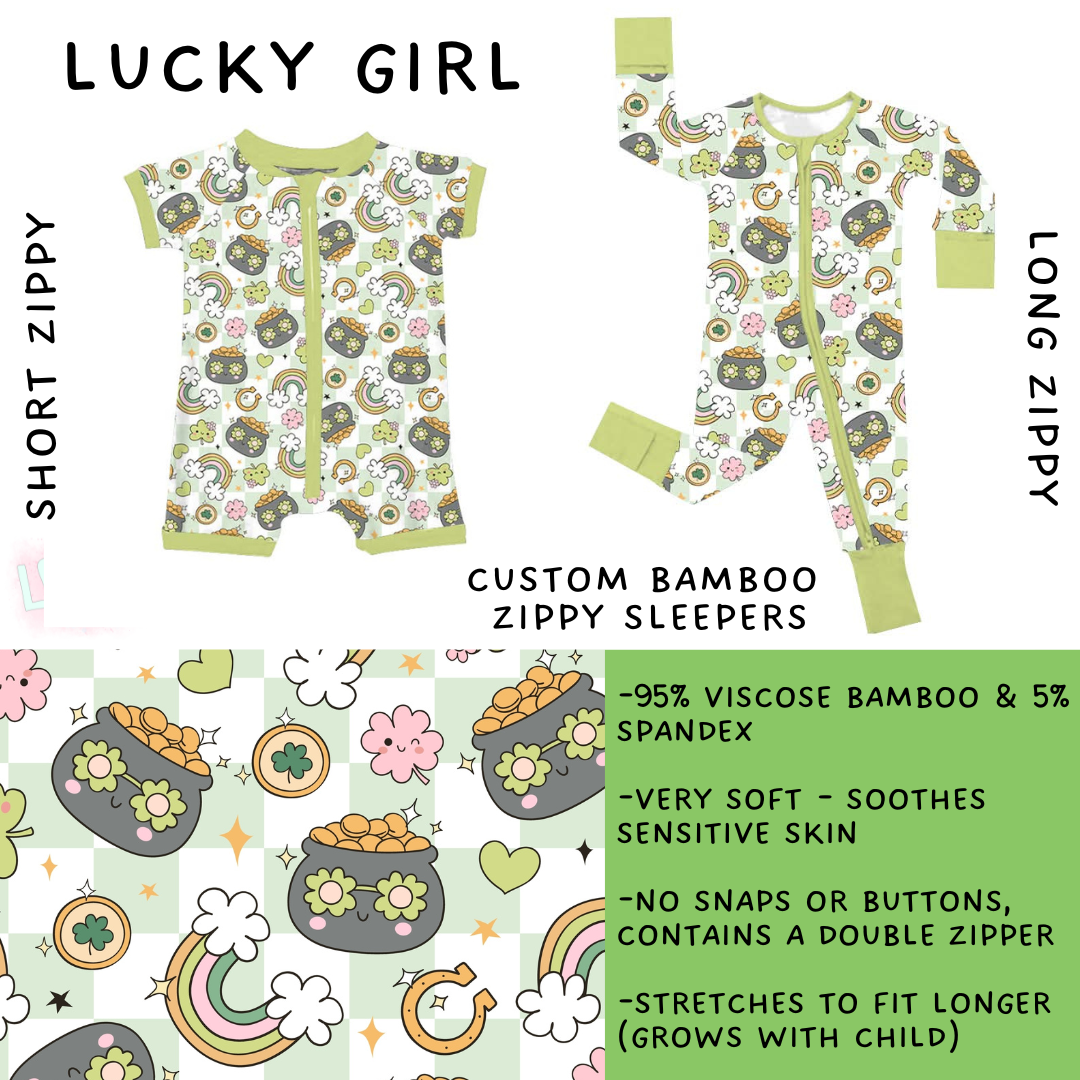 Batch #455 - Little Dreamers Lucky in Love - Closes 11/27 - ETA mid January - Lucky Girl Short and Long Zippy Sleeper