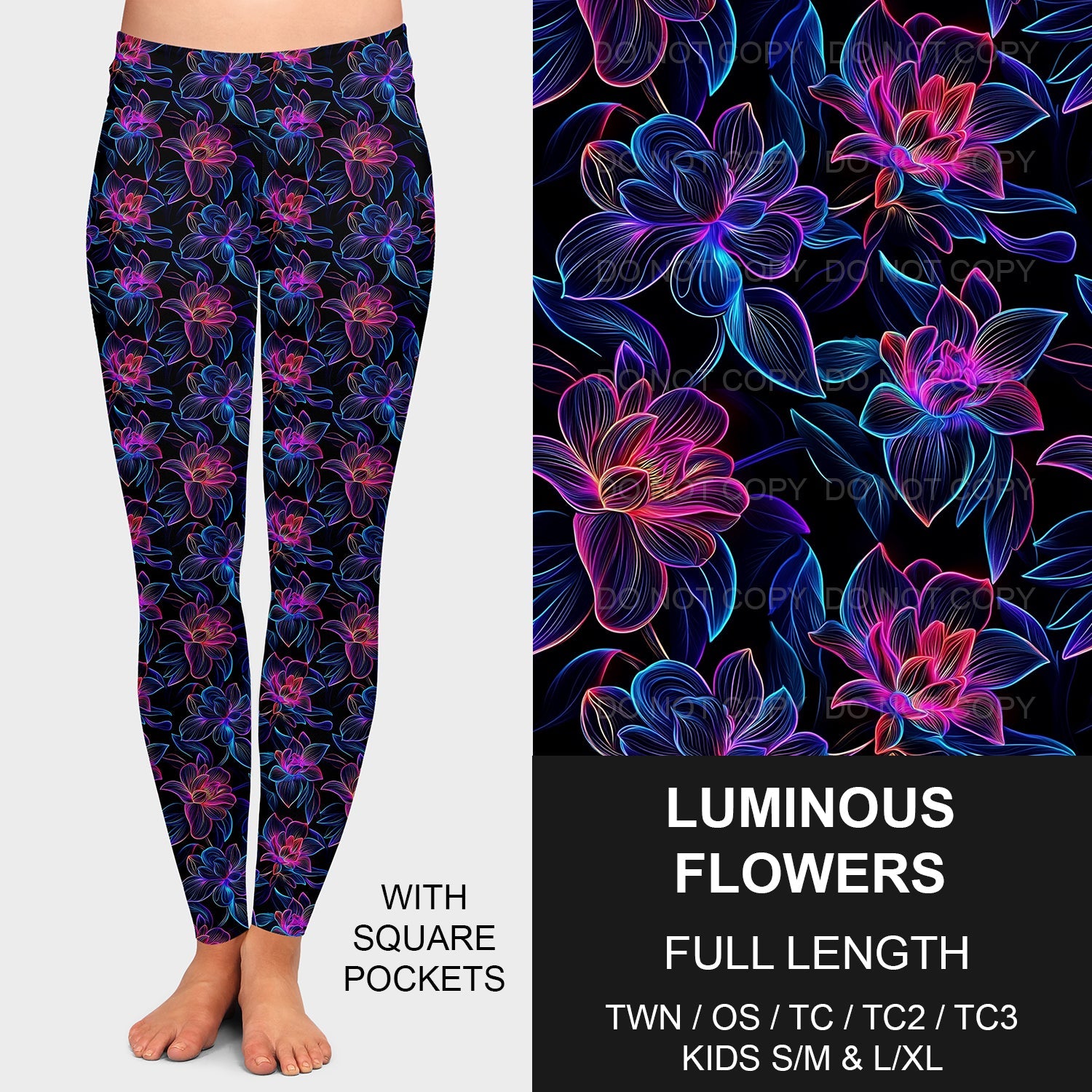 B203 - Preorder Luminous Flowers Leggings w/ Pockets (Closes 12/29. ETA late March)