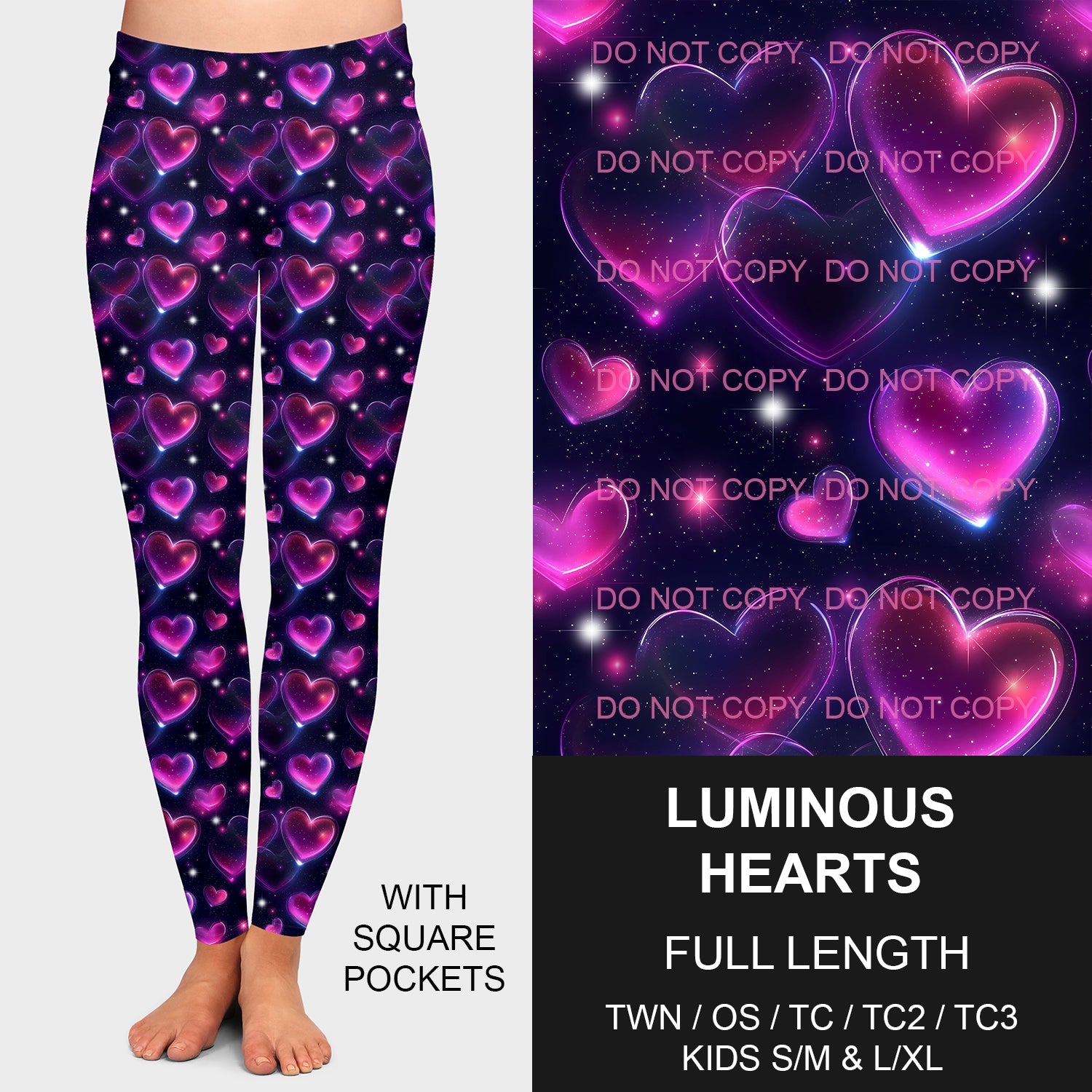 B197 - Preorder Luminous Hearts Leggings w/ Pockets (Closes 12/01. ETA late Jan.)