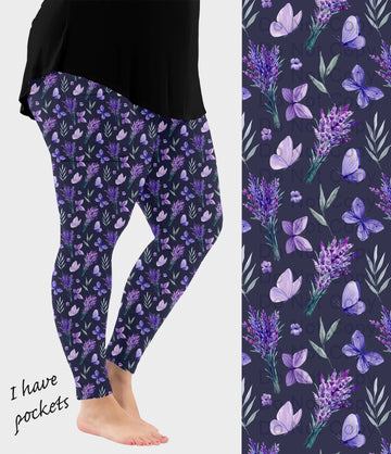 RTS - Lavender Butterflies Leggings with Pockets